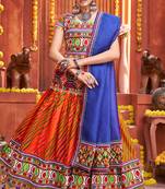 Orange Art Silk Chaniya Choli for Garba     Mirror & Thread Work Navratri Dress