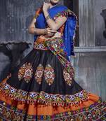 Orange embroidered art silk semi stitched lehenga