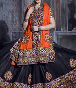Black embroidered art silk semi stitched lehenga