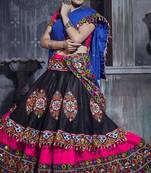 Pink embroidered art silk semi stitched lehenga