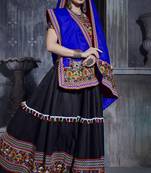 Black embroidered art silk semi stitched lehenga