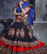Red embroidered art silk semi stitched lehenga