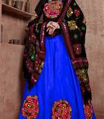 Royal-blue embroidered art silk semi stitched lehenga