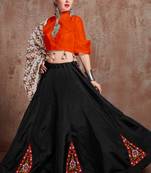 Black embroidered art silk semi stitched lehenga