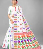 White Woven Cotton Silk Saree Without Blouse