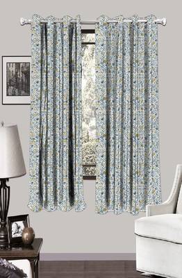 HOUZZCODE DESIGNER curtain Leafy Digi Print - W Multi set of 2 1