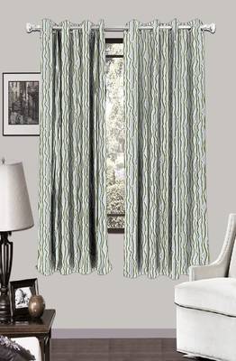 HOUZZCODE DESIGNER curtain Verticle Wavy Lines - W Aqua/Green set of 2 1