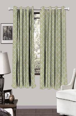 HOUZZCODE DESIGNER curtain Pattern Print 2- W Green set of 2 1