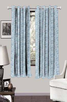 HOUZZCODE DESIGNER curtain Pattern Print 4- W Turq set of 2 1