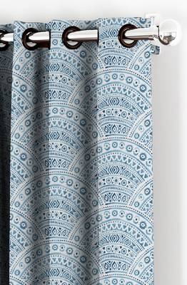 HOUZZCODE DESIGNER curtain Pattern Print 4- W Turq set of 2 3