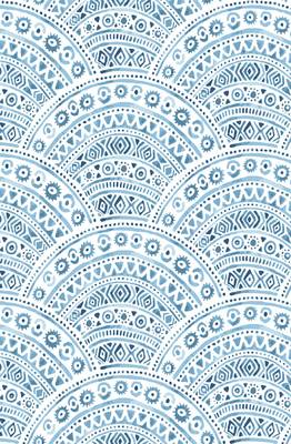 HOUZZCODE DESIGNER curtain Pattern Print 4- W Turq set of 2 4