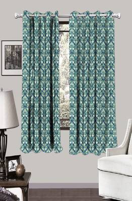 HOUZZCODE DESIGNER curtain Pattern Print 11 - W Turq set of 2 1