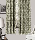 HOUZZCODE DESIGNER curtain Pattern Print 12- W Green set of 2