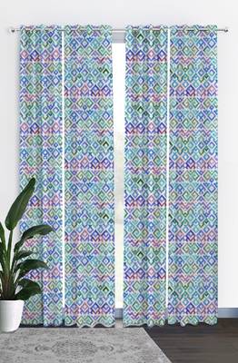 HOUZZCODE DESIGNER curtain Vintage Geomatric Print 2 - D Multi set of 4 4