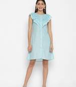 Sew You Soon Pastel Green Ruffle Neck Short Dress