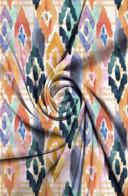 HOUZZCODE DESIGNER curtain Shaded Ikat - W Multi set of 4 1