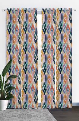 HOUZZCODE DESIGNER curtain Shaded Ikat - D Multi set of 4 4