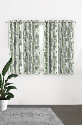 HOUZZCODE DESIGNER curtain Verticle Wavy Lines - W Aqua/Green set of 4 4