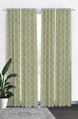 HOUZZCODE DESIGNER curtain Pattern Print 2- D Green set of 4 4