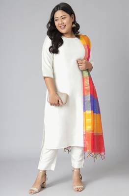 XL LOVE by Janasya Off-white plain silk salwar 2