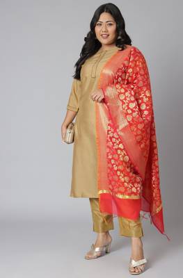 XL LOVE by Janasya Gold plain silk salwar 2