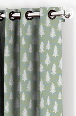 HOUZZCODE DESIGNER curtain Festiv Tree - D Green set of 4 1