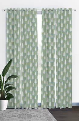 HOUZZCODE DESIGNER curtain Festiv Tree - D Green set of 4 3