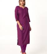 ASHWATH Purple Colour Solid Straight Kurta With Pant Set