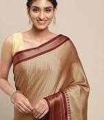 VASTRANAND Golden & Maroon Woven Design Banarasi Saree