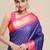 VASTRANAND Blue & Pink Checked Pure Silk Gadwal Saree