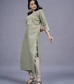 ASHWATH gREY Embroidery Straight Kurta With Pant Set