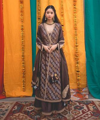 Chanderi Woven Phool Lehariya Anarkali set 1
