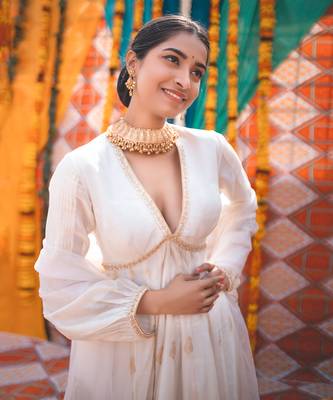 Chanderi Woven Lotus Anarkali set 3