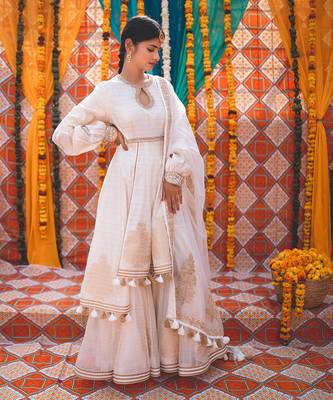 Chanderi Woven Lotus Anarkali set 1