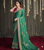 Jade embroidered pure silk saree with blouse