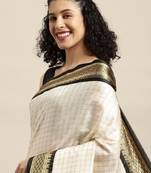 Multicolor woven pure silk saree with blouse