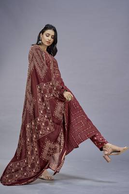 ASHWATH Embroidery Printed Rayo Cotton Straight Kurta With Pant And Dupatta 3