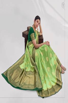 Light green Color Silk Organaza Zari woven Saree 2