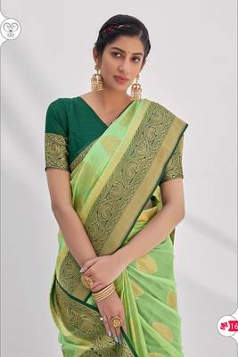 Light green Color Silk Organaza Zari woven Saree 3