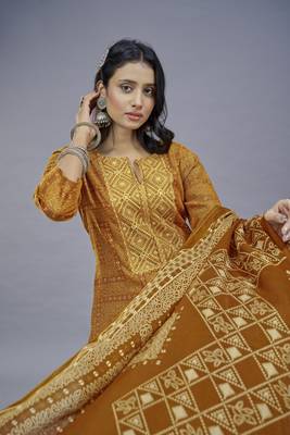 ASHWATH Embroidery Printed Rayon Cotton Straight Kurta With Pant And Dupatta 5