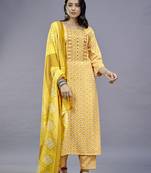 ASHWATH Embroidery Printed Rayon Cotton Straight Kurta With Pant And Dupatta