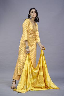 ASHWATH Embroidery Printed Rayon Cotton Straight Kurta With Pant And Dupatta 3