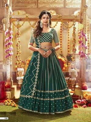 Designer Fancy Party Wear Lehenga Satin With Sequence Work Semi Stitched   5