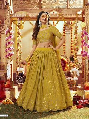  Party Wear Lehenga Satin With sequin Work  4