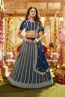 Designer Fancy Party Wear Lehenga Satin With Sequence Work Semi Stitched  