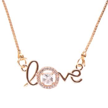 gold copper pendant chain with white stone design 2