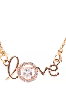 gold copper pendant chain with white stone design