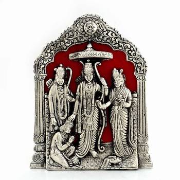 Antique Lord Ram Darbar Idol in White Metal 1