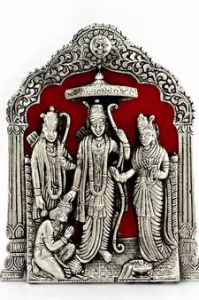 Antique Lord Ram Darbar Idol in White Metal
