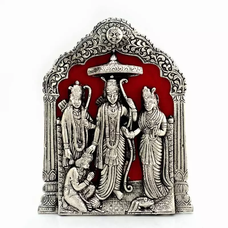Antique Lord Ram Darbar Idol in White Metal